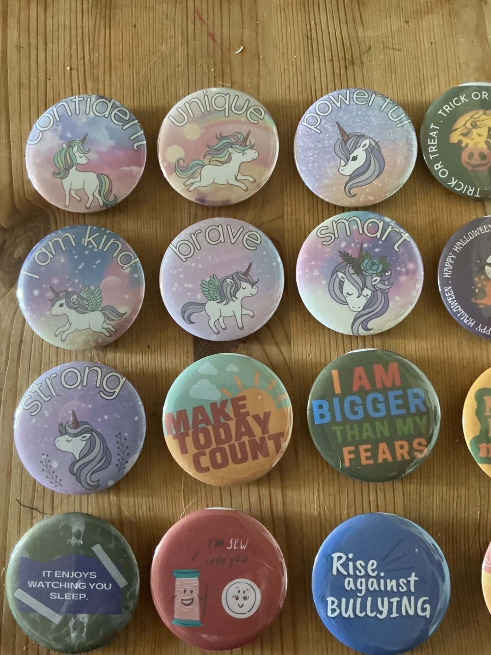 Button Pin Set - Assorted Pastel and Multicolor Designs - Picture 4 of 5